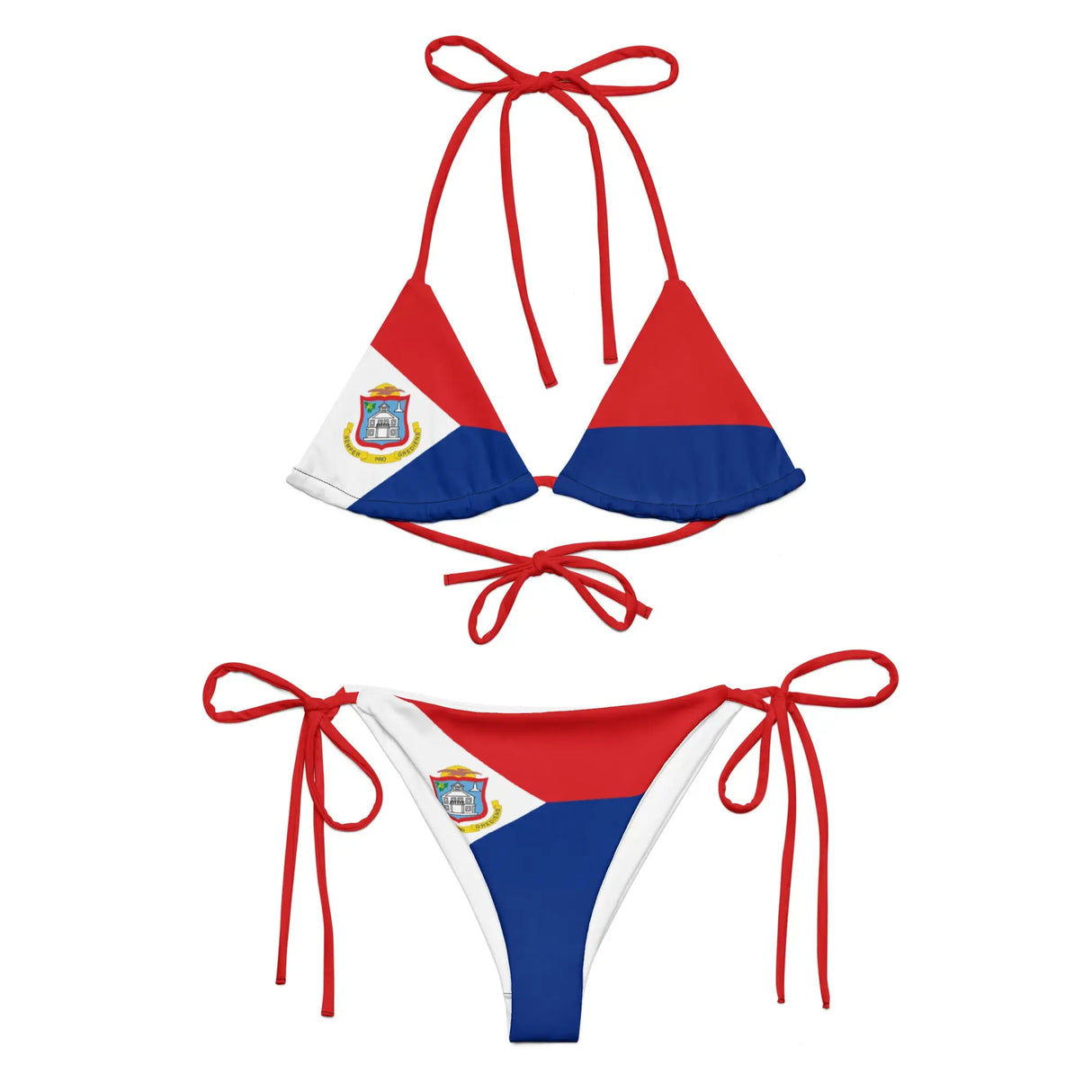 Bikini drapeau saint-martin à cordon recyclé orné confort