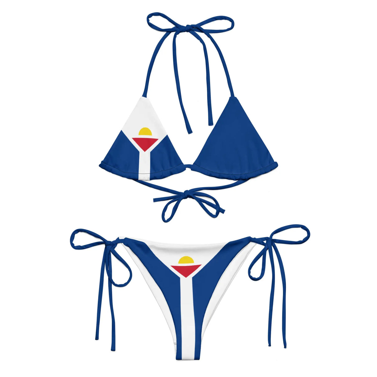 Bikini drapeau saint-martin cordon recyclé orné confortable
