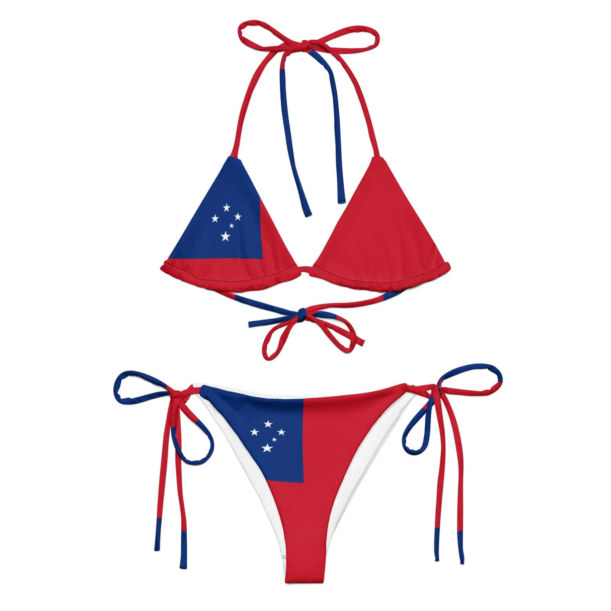 Bikini drapeau samoa cordon recyclé orné impression all over