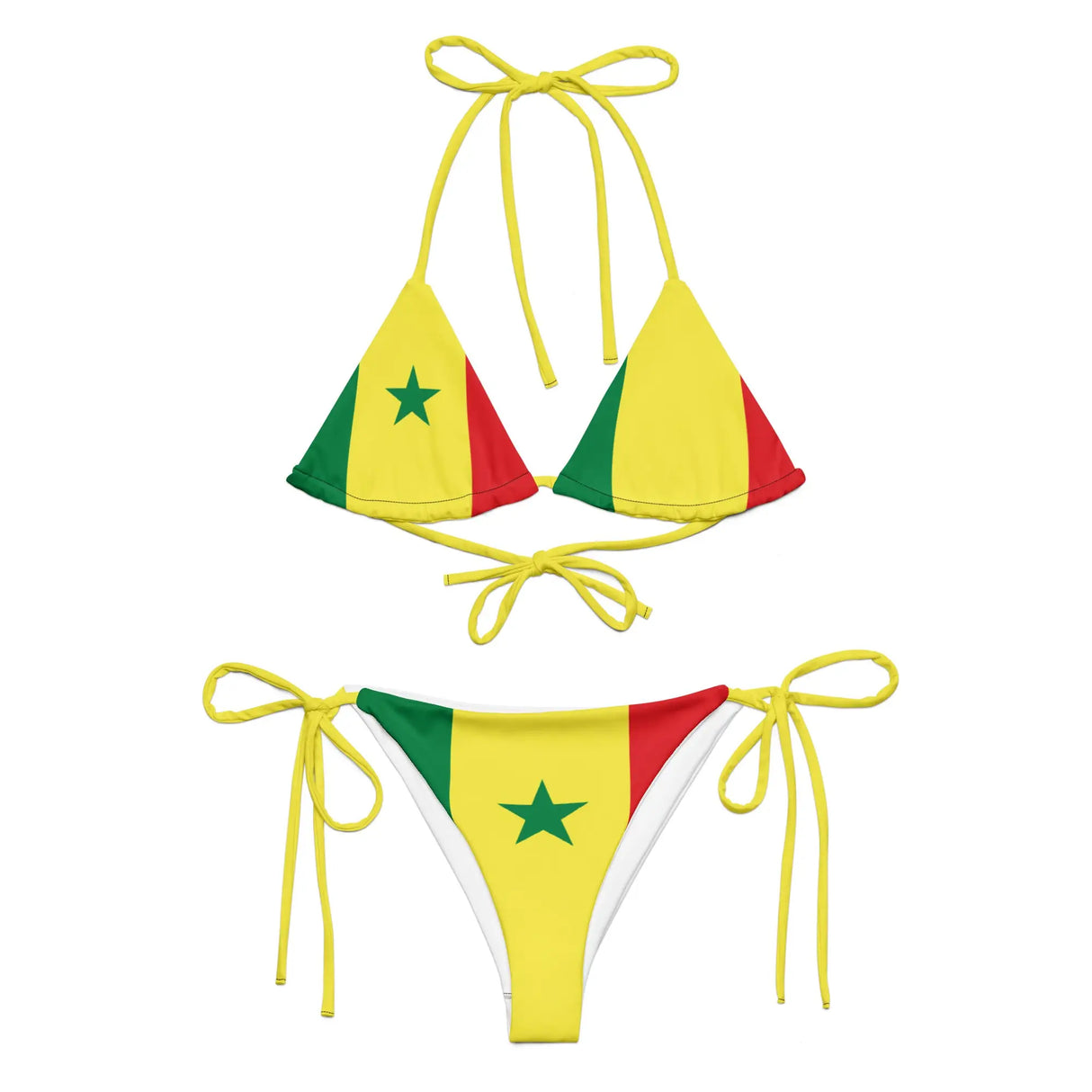 Bikini drapeau sénégal à cordon recyclé orné ajustable