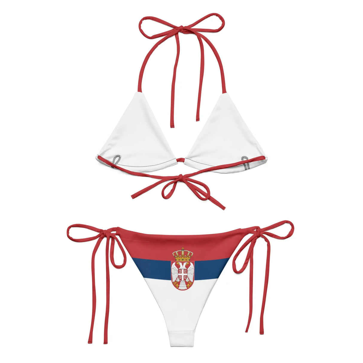 Bikini drapeau serbie cordon recyclé orné impression all over