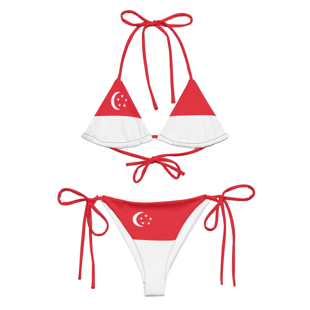 Bikini drapeau singapour cordon recyclé impression all over