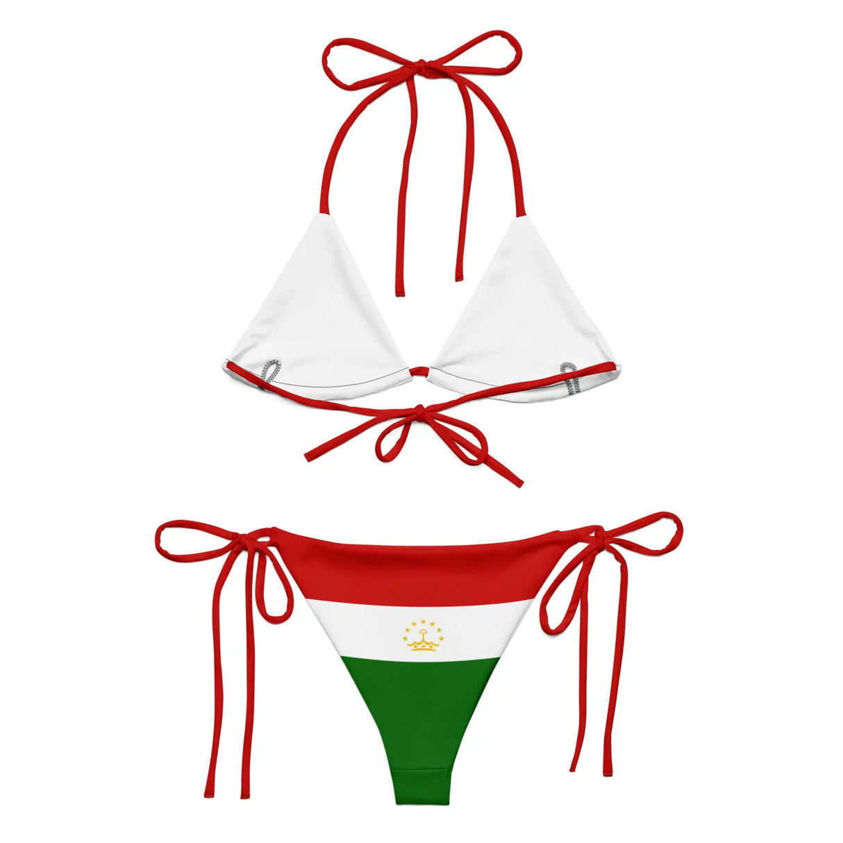 Bikini drapeau tadjikistan à cordon recyclé orné