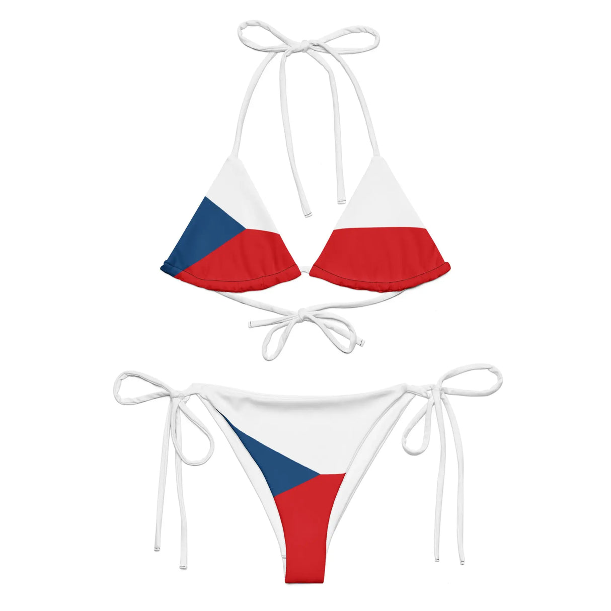 Bikini drapeau tchéquie cordon recyclé orné confortable