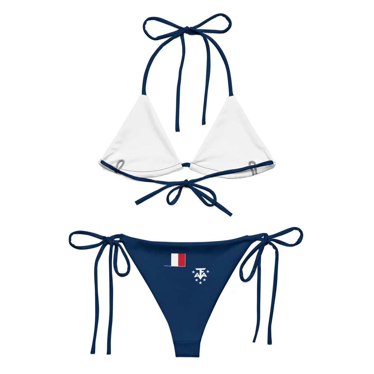 Bikini drapeau terres australes cordon recyclé imprimé