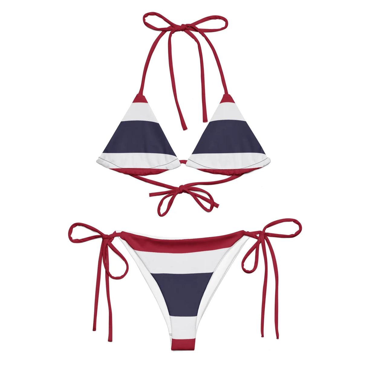 Bikini drapeau thaïlande à cordon recyclé orné durable
