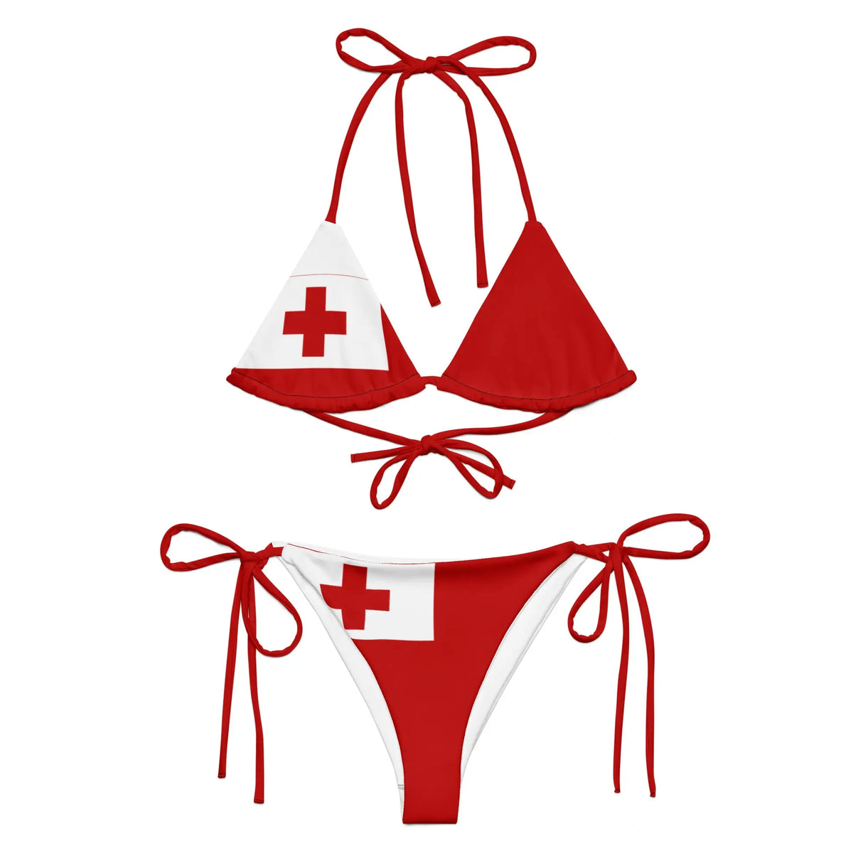 Bikini drapeau tonga cordon recyclé orné confort uv