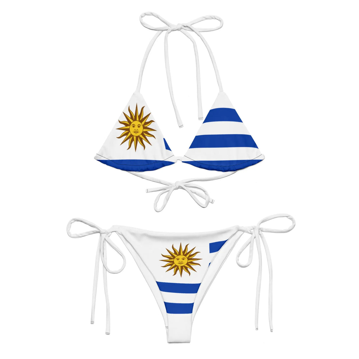 Bikini drapeau uruguay à cordon recyclé orné confortable
