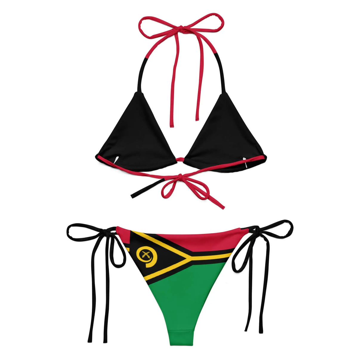 Bikini drapeau vanuatu cordon recyclé impression all over