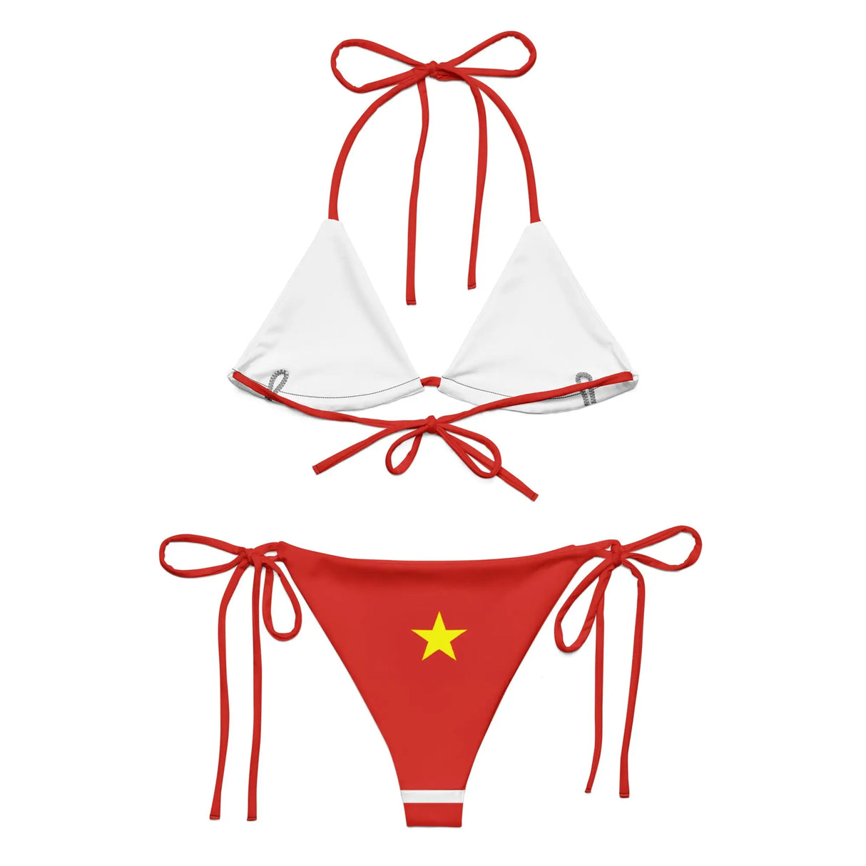 Bikini drapeau viêt nam cordon recyclé orné confort