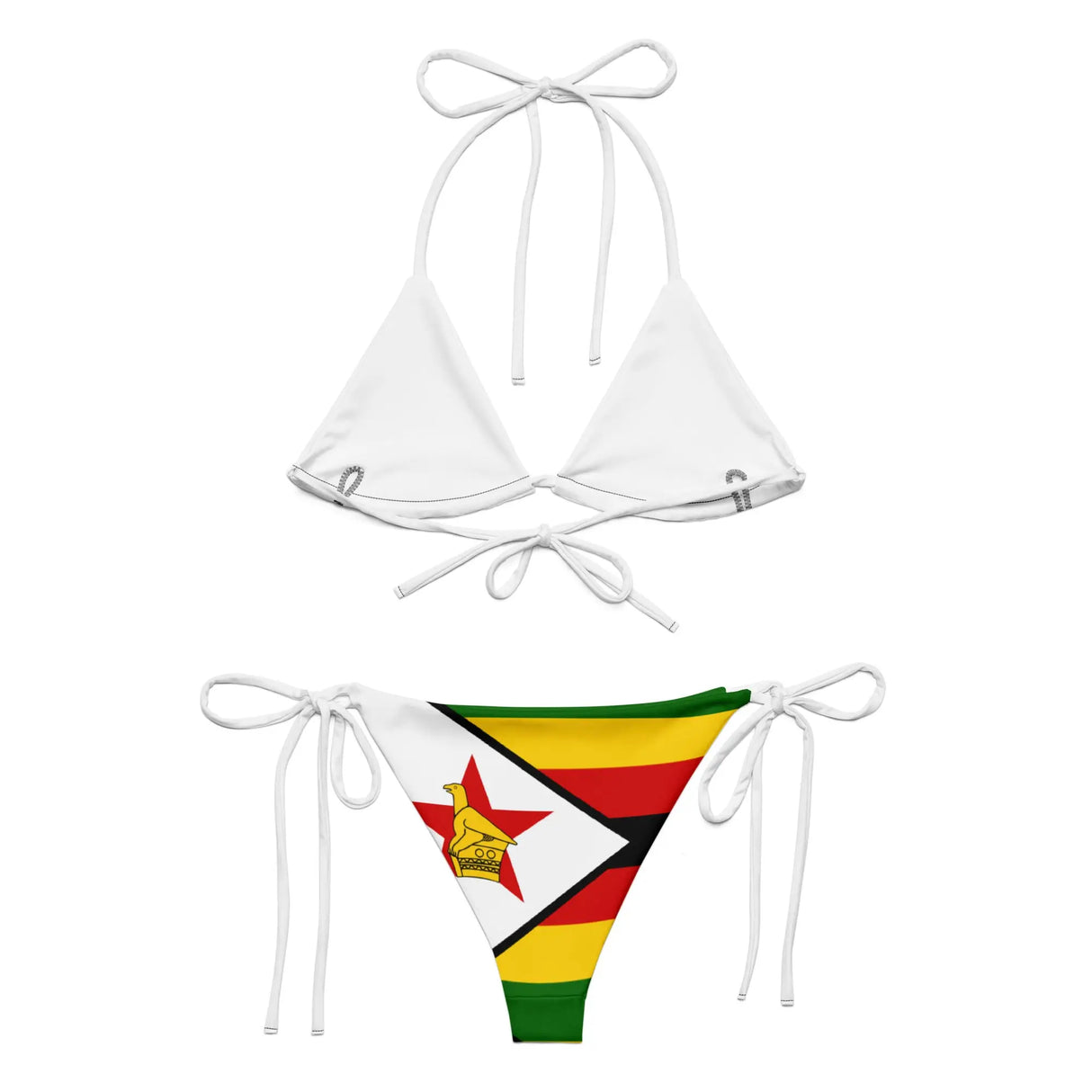 Bikini drapeau zimbabwe cordon recyclé orné impression all over