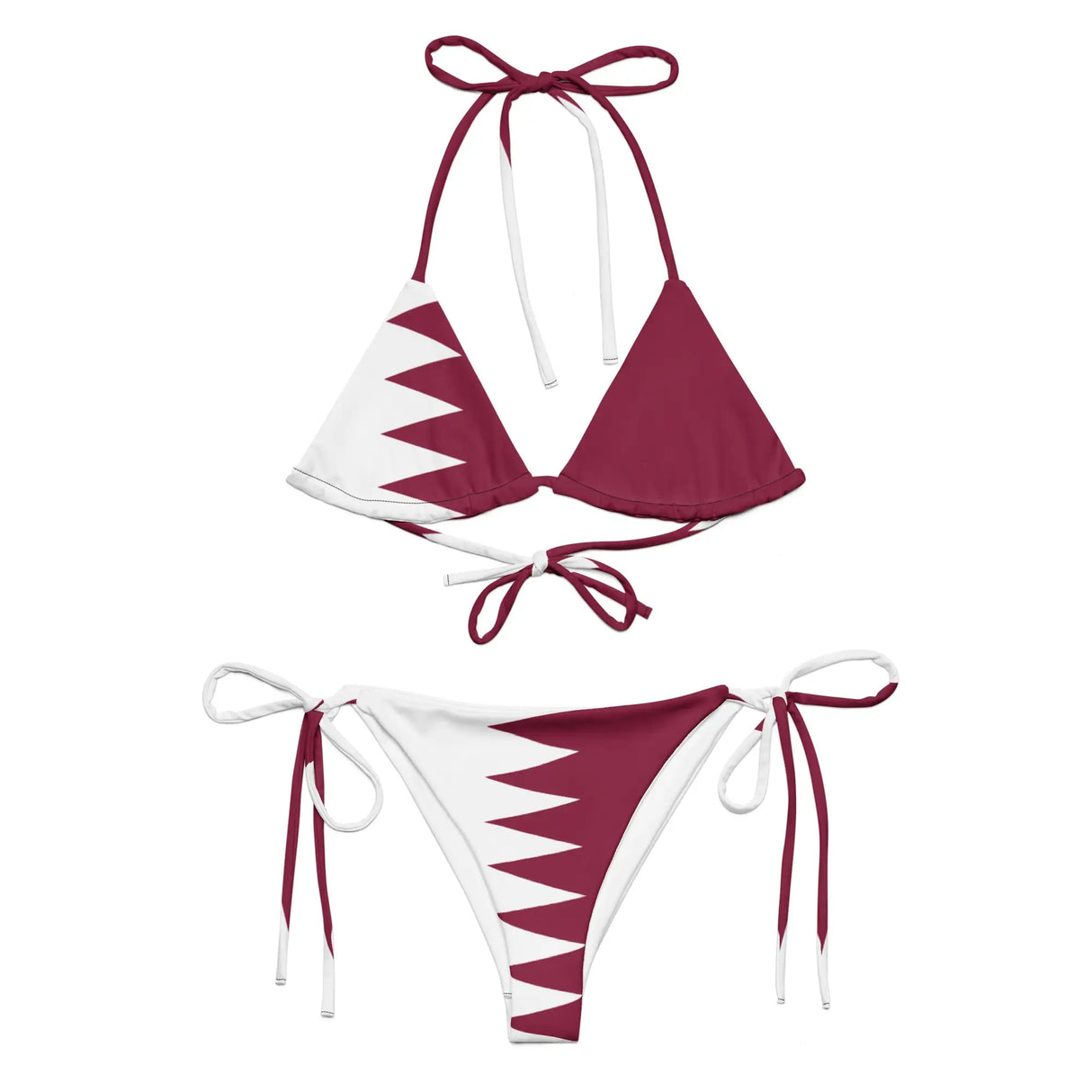 Bikini femme qatar cordon recyclé orné impression all over