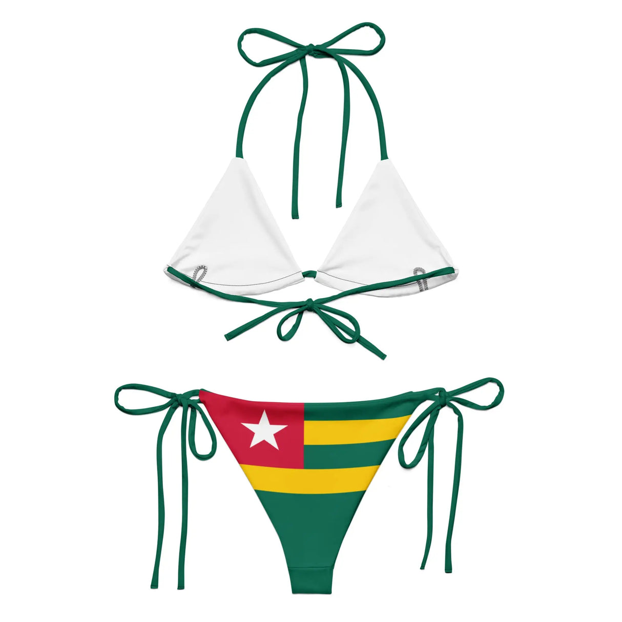 Bikini femme togo impression all over cordon recyclé orné