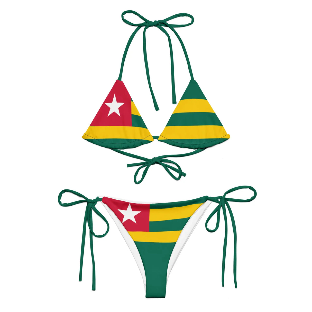 Bikini femme togo impression all over cordon recyclé orné