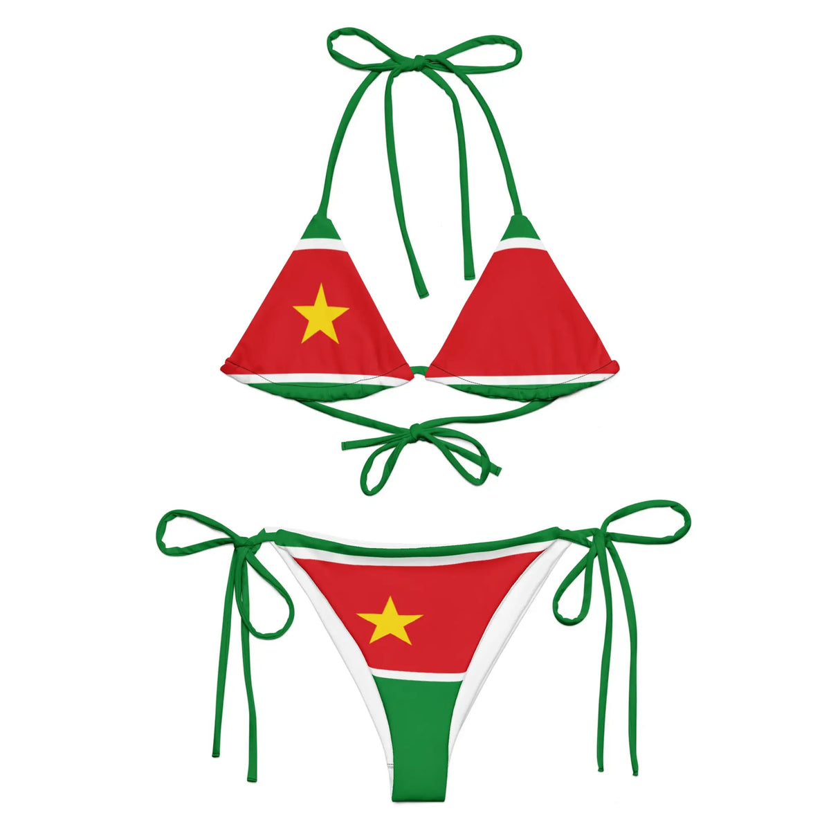 Bikini guadeloupe cordon recyclé orné impression all over