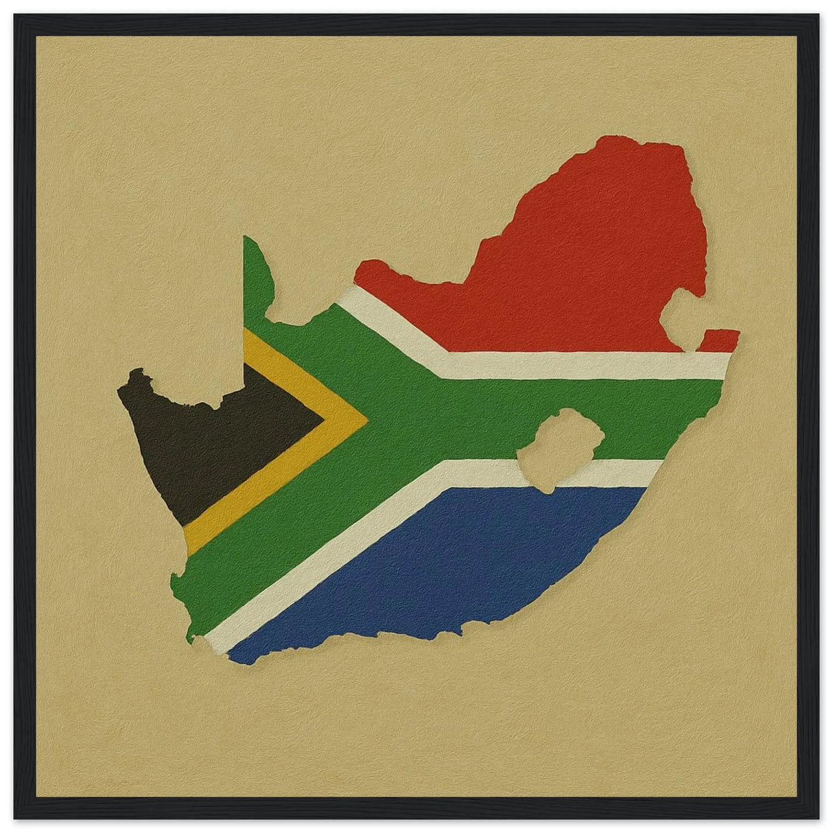 Cadre drapeau afrique du sud en bois affiche encadrée