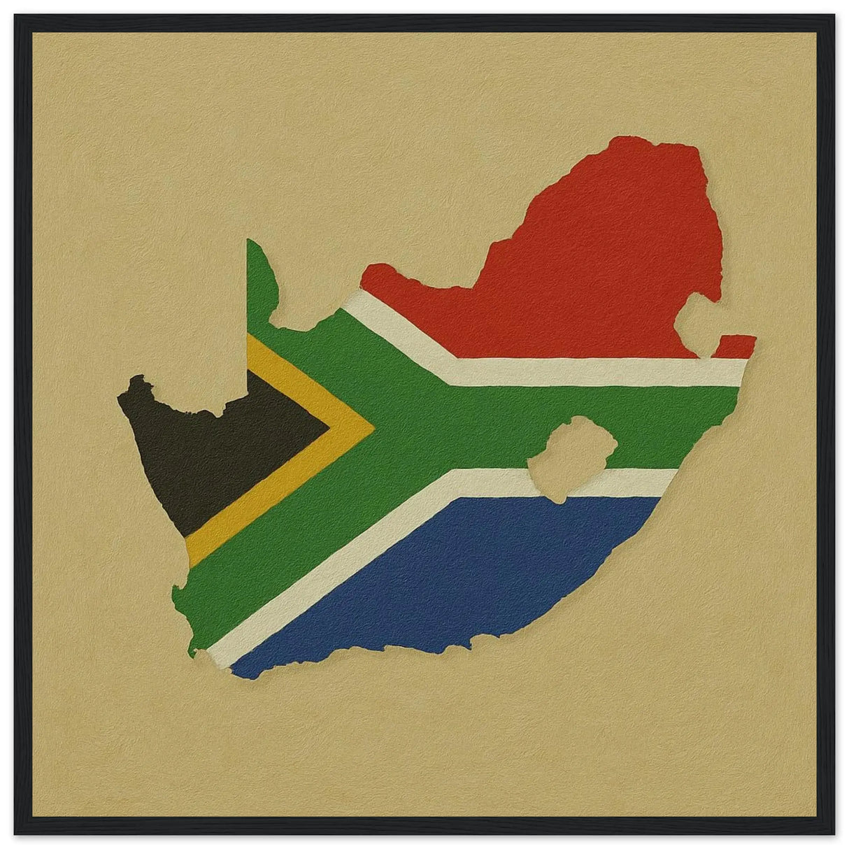 Cadre drapeau afrique du sud en bois affiche encadrée