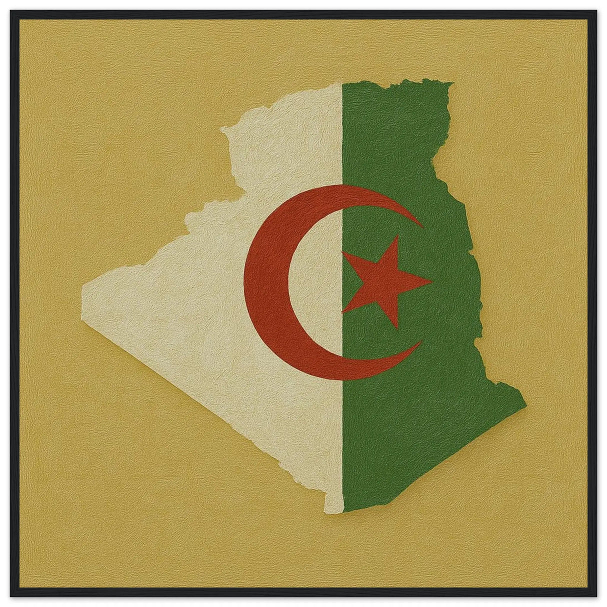 Cadre drapeau algérie affiche encadrée bois décoratif