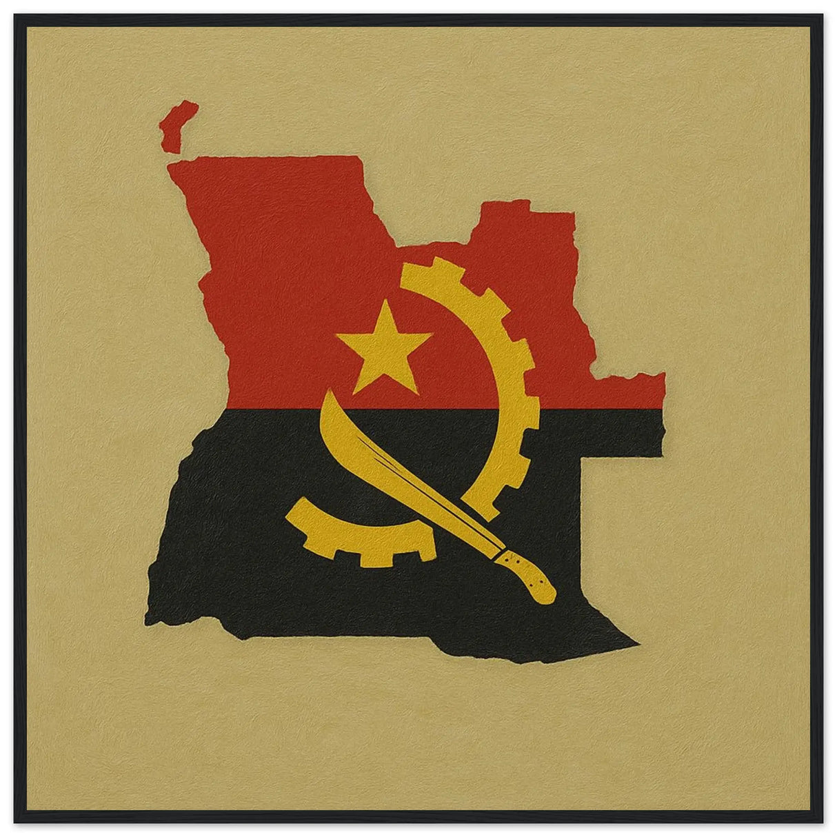 Cadre drapeau angola en bois affiché décoratif élégant