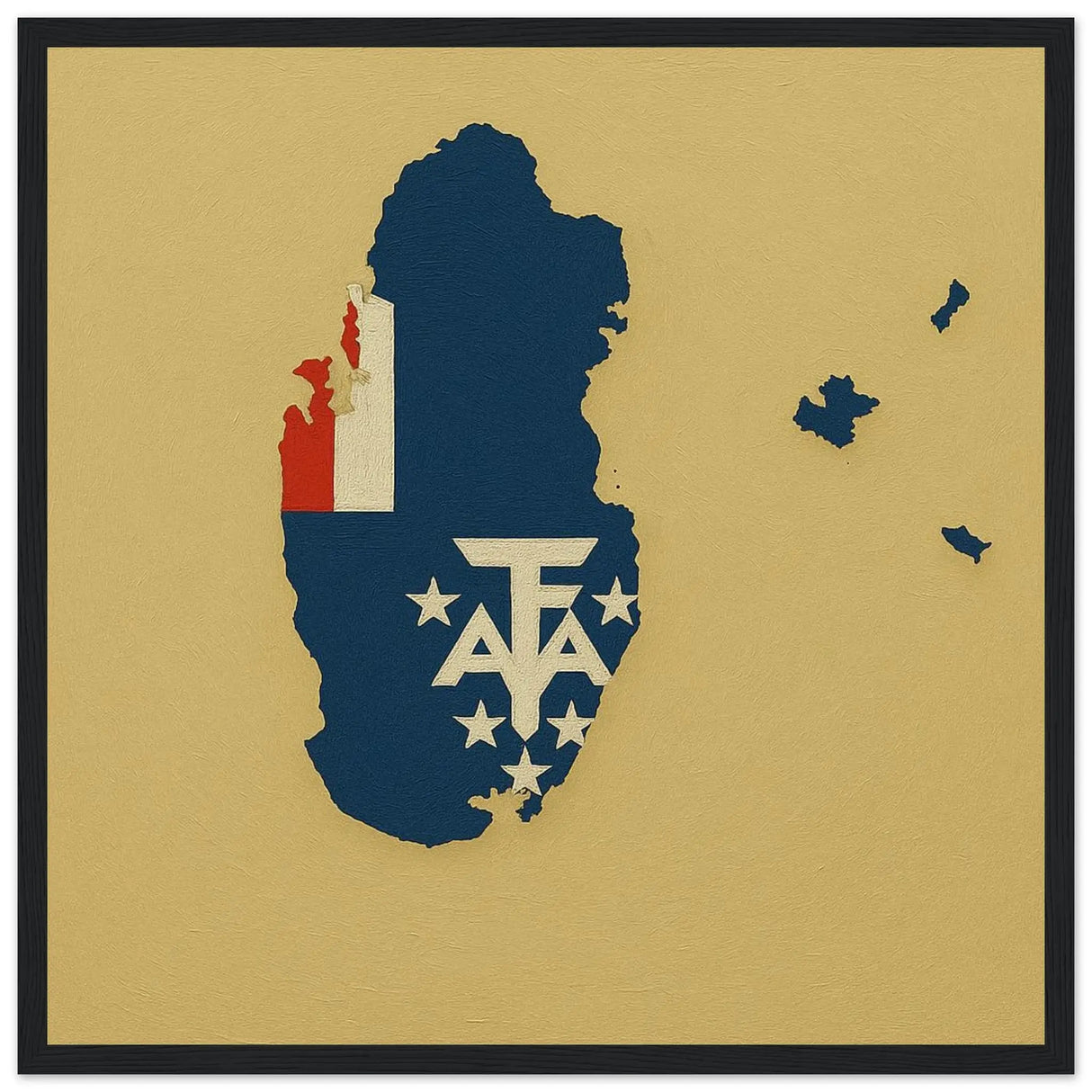 Cadre drapeau antarctique française en bois finition élégante