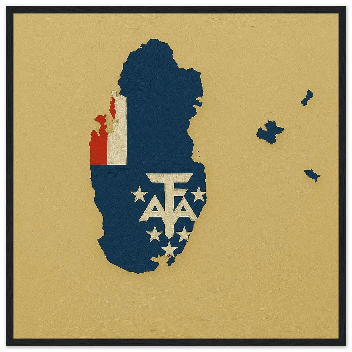 Cadre drapeau antarctique française en bois finition élégante