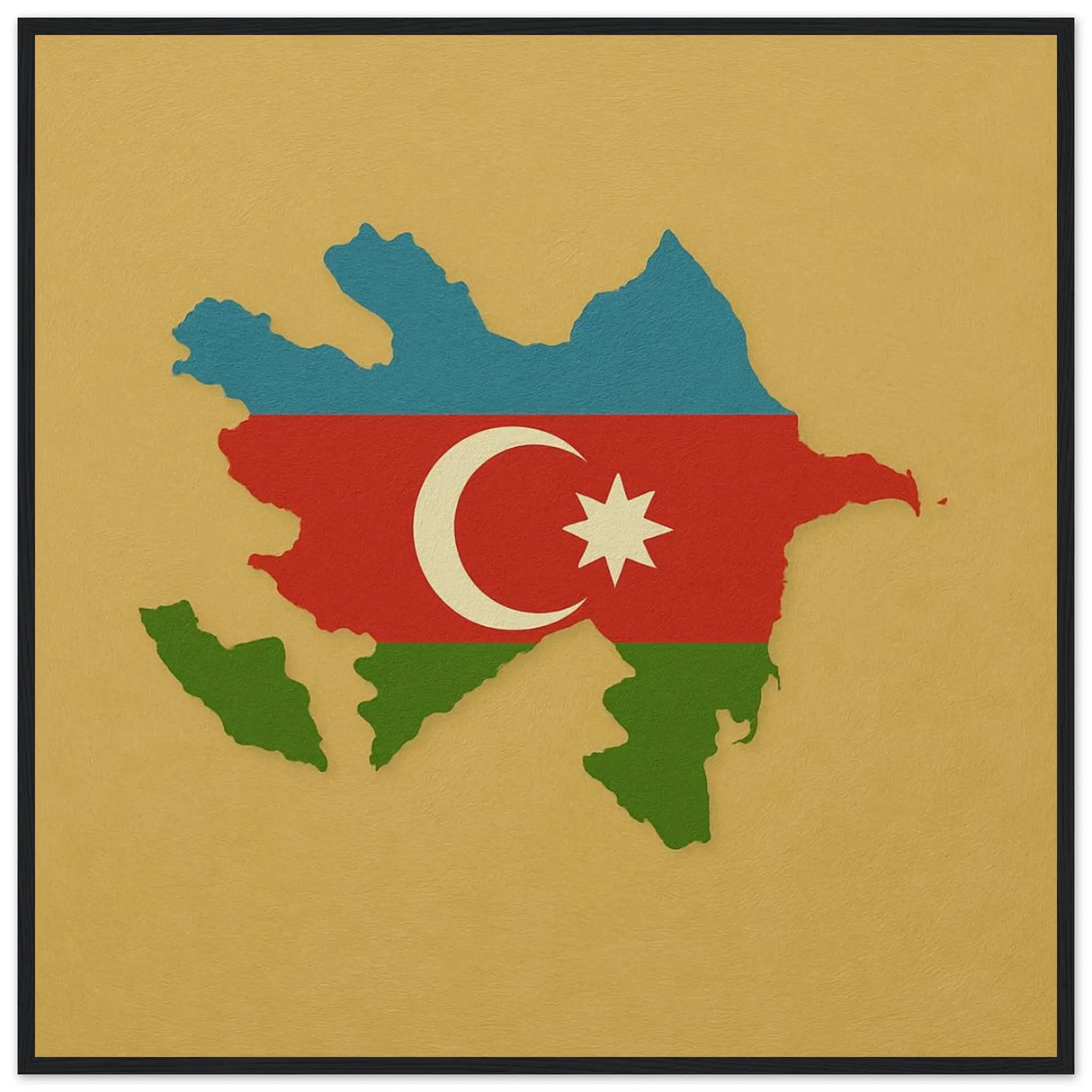 Cadre drapeau azerbaïdjan en bois finition élégante