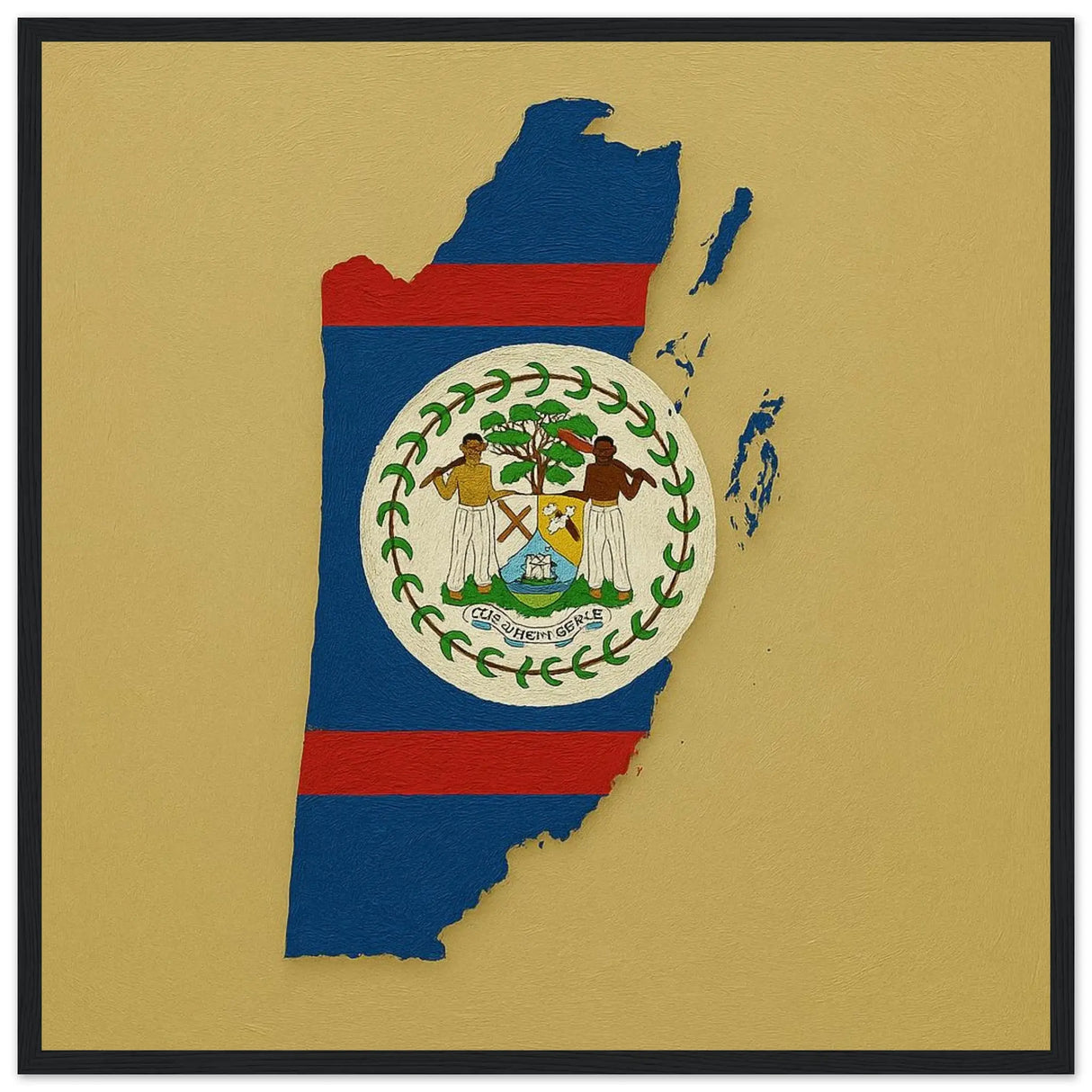 Cadre drapeau belize en bois finition élégante et durable