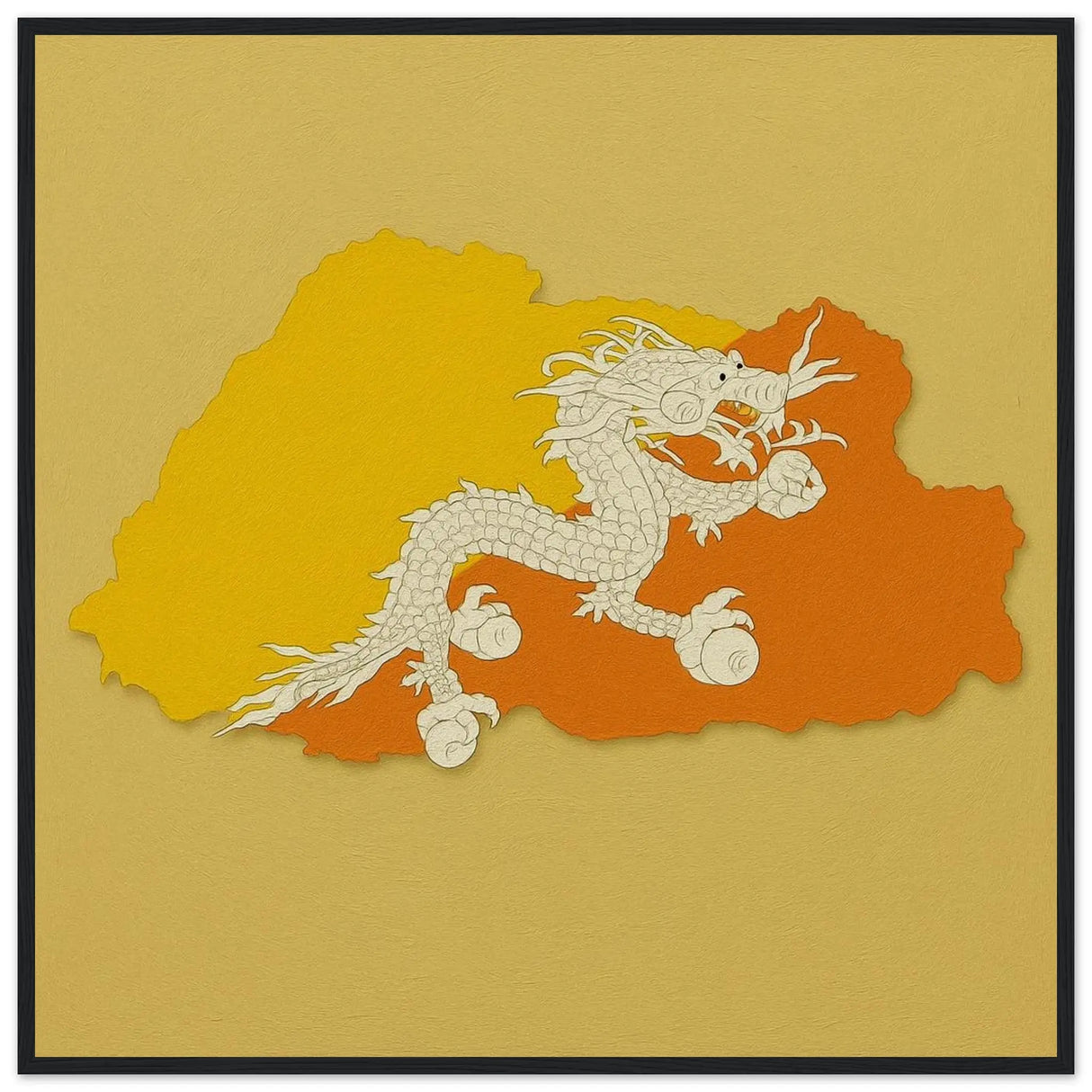 Cadre drapeau bhoutan en bois affiche encadrée décorative