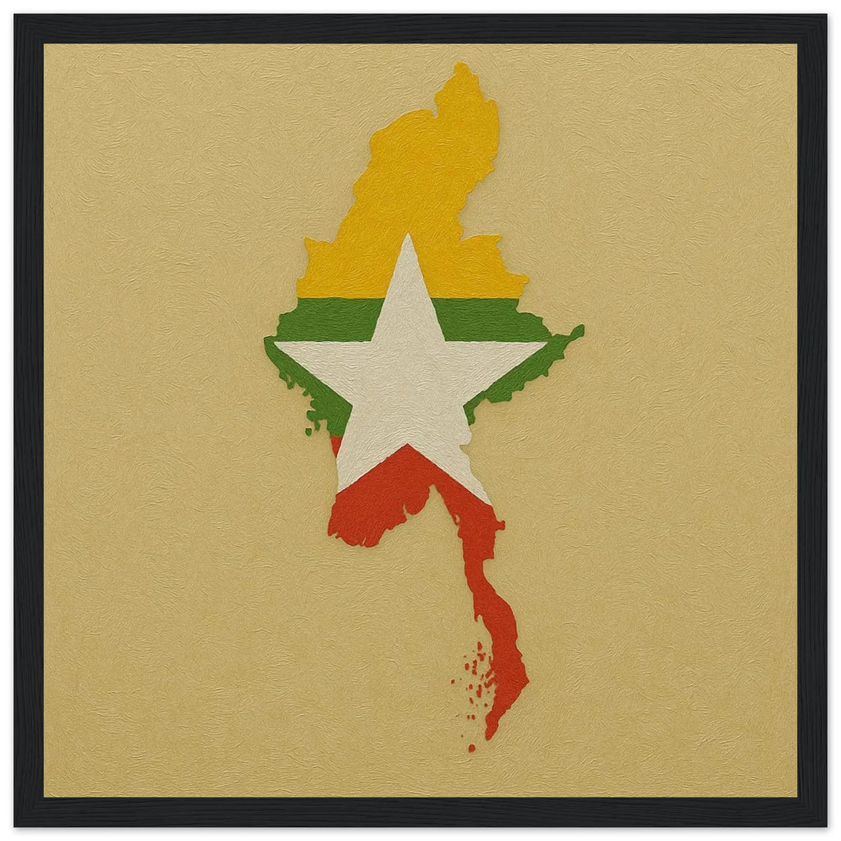 Cadre drapeau birmanie affiche encadrée bois décoratif