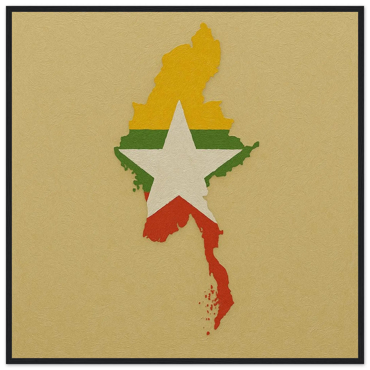 Cadre drapeau birmanie affiche encadrée bois décoratif