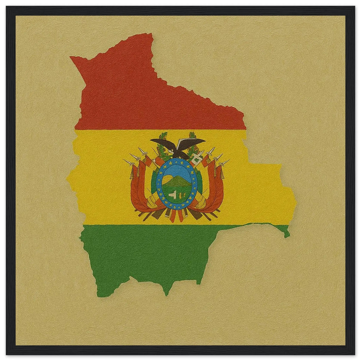 Cadre drapeau bolivie en bois affiche encadrée décorative