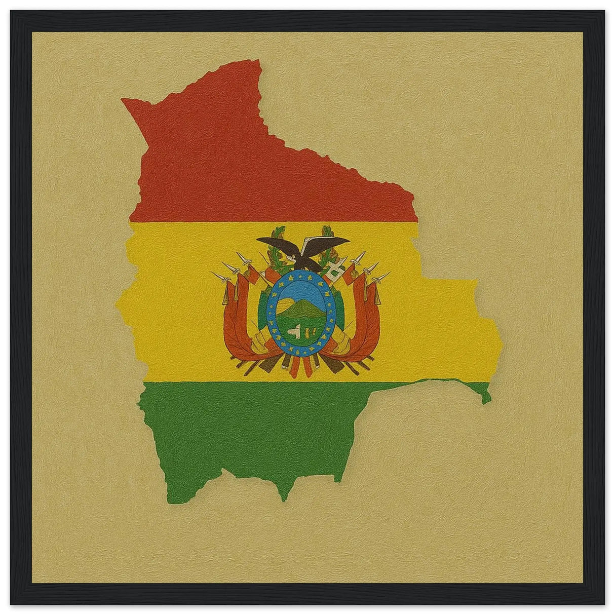 Cadre drapeau bolivie en bois affiche encadrée décorative