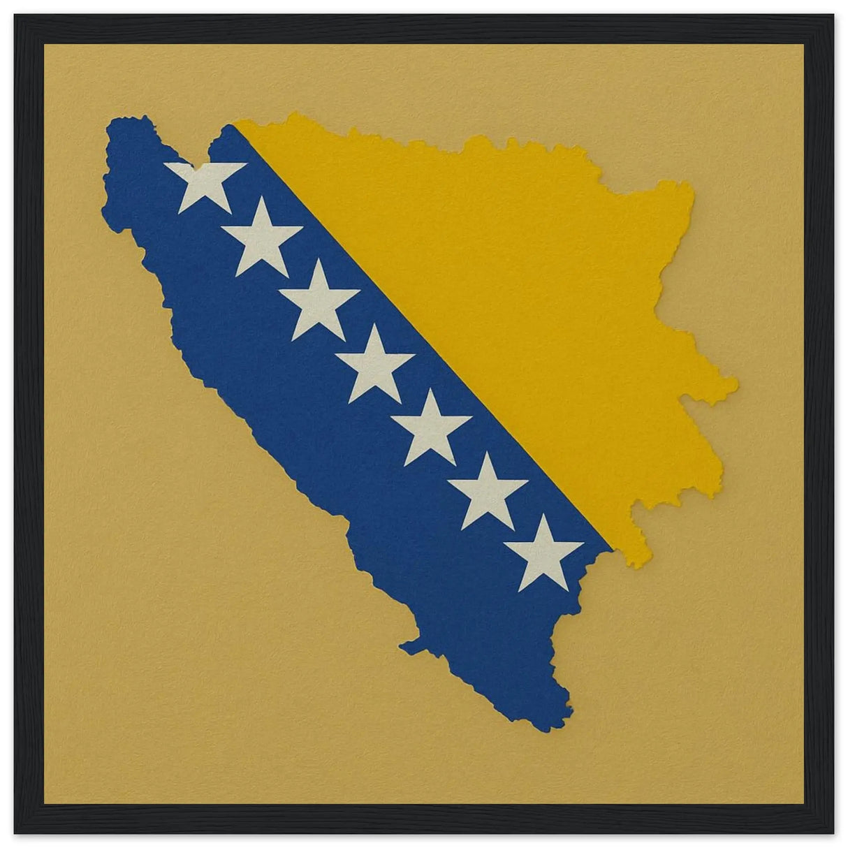 Cadre drapeau bosnie-herzégovine affiche encadrée bois