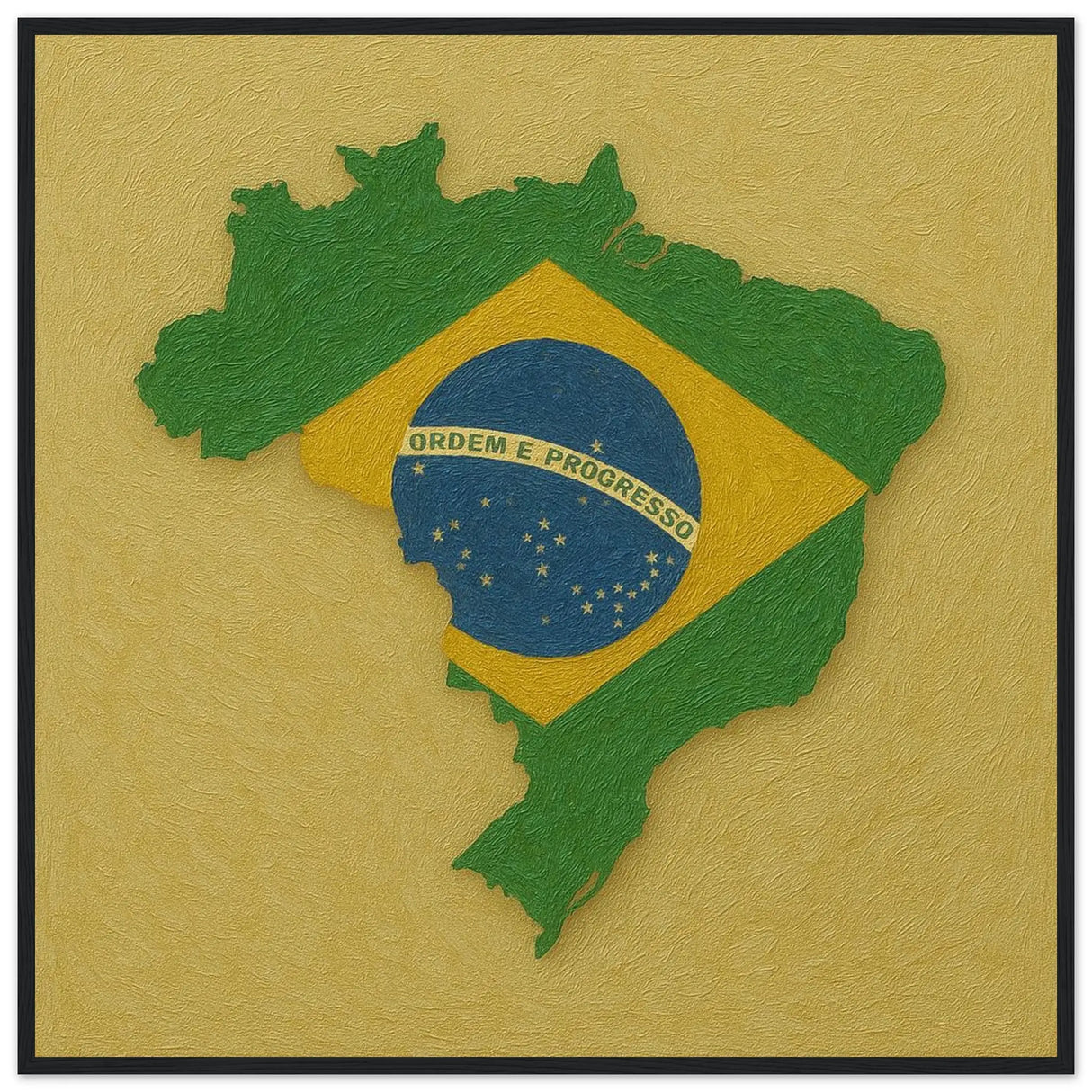 Cadre drapeau brésil en bois finition élégante décorative