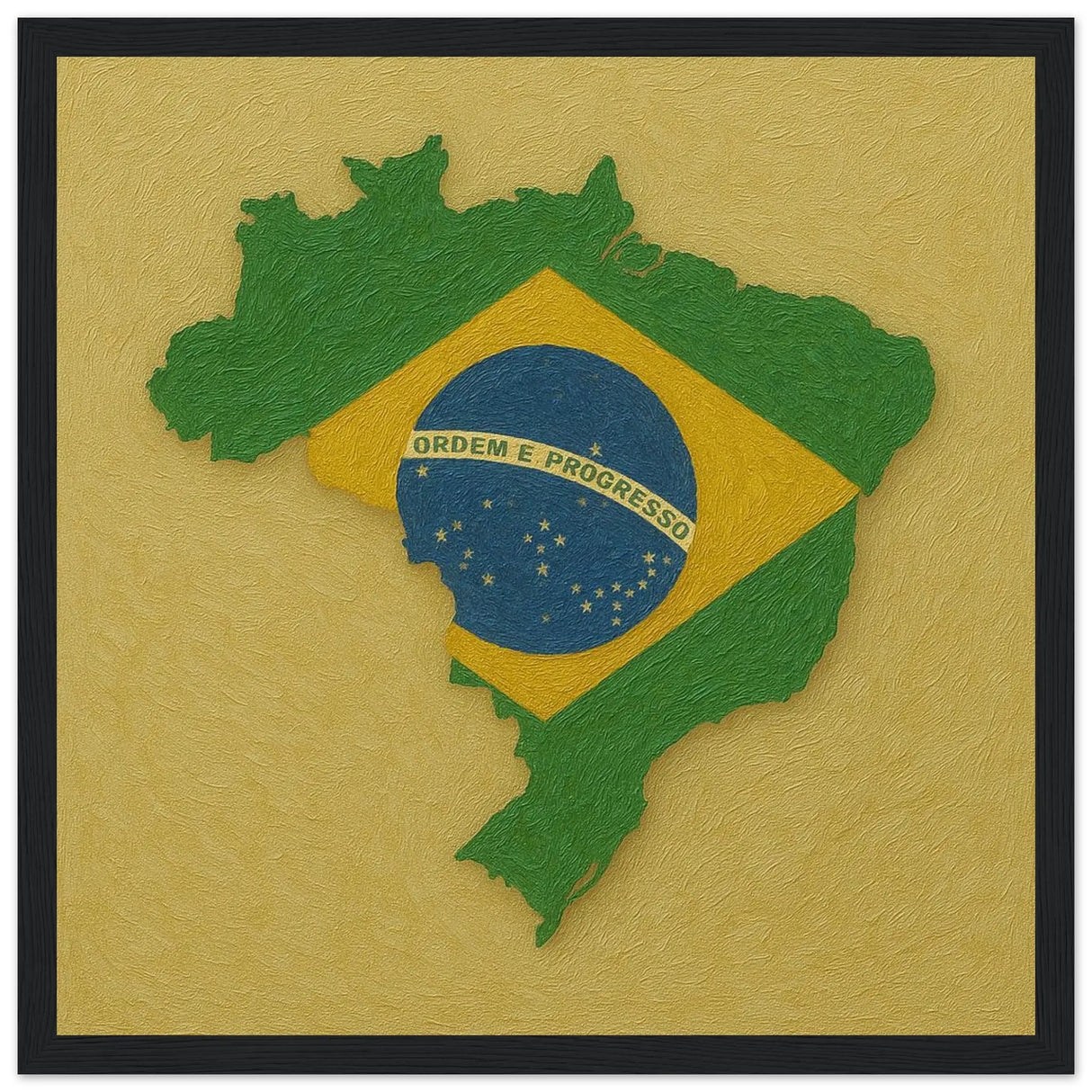 Cadre drapeau brésil en bois finition élégante décorative