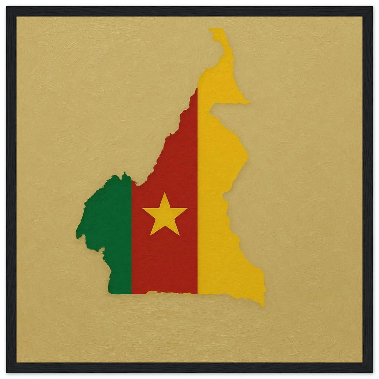 Cadre drapeau cameroun bois finition élégante décoratif