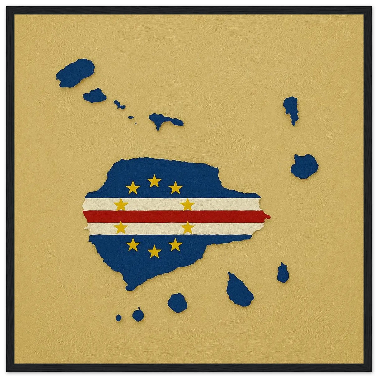 Cadre drapeau cap-vert affiche encadrée bois décoratif