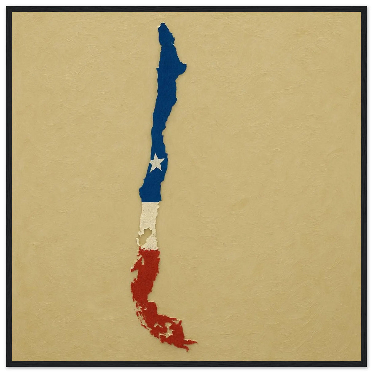 Cadre drapeau chili en bois élégant finition décorative