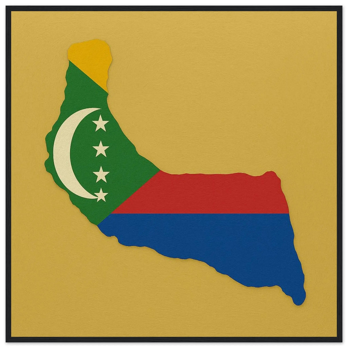 Cadre drapeau comores affiche encadrée bois décoratif