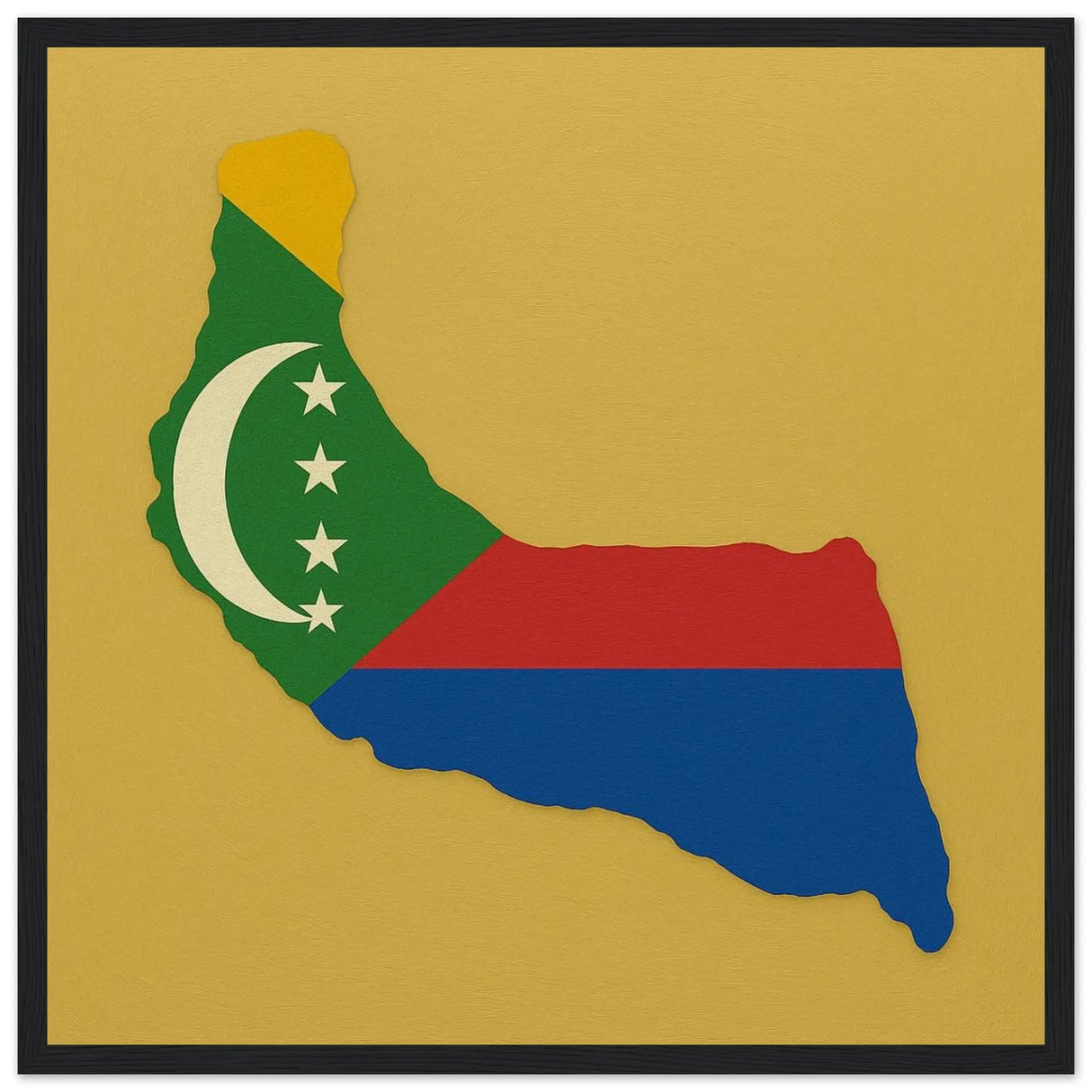 Cadre drapeau comores affiche encadrée bois décoratif