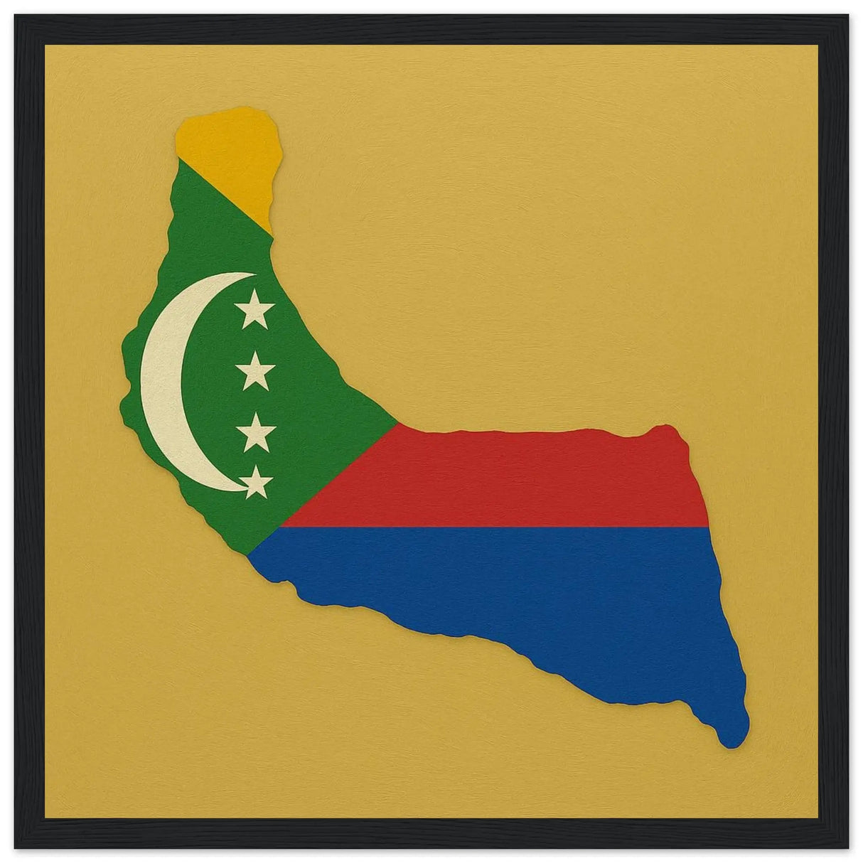 Cadre drapeau comores affiche encadrée bois décoratif