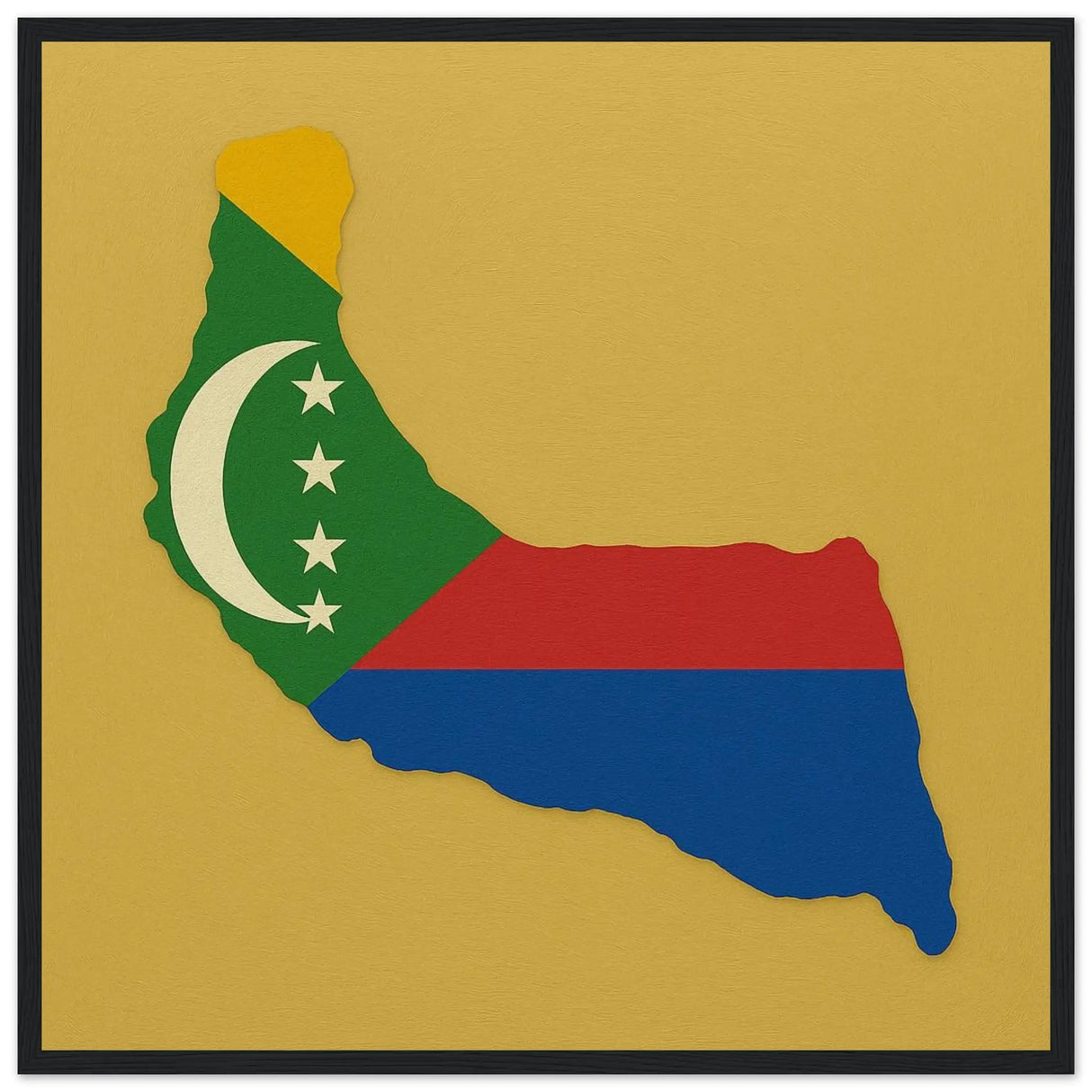 Cadre drapeau comores affiche encadrée bois décoratif