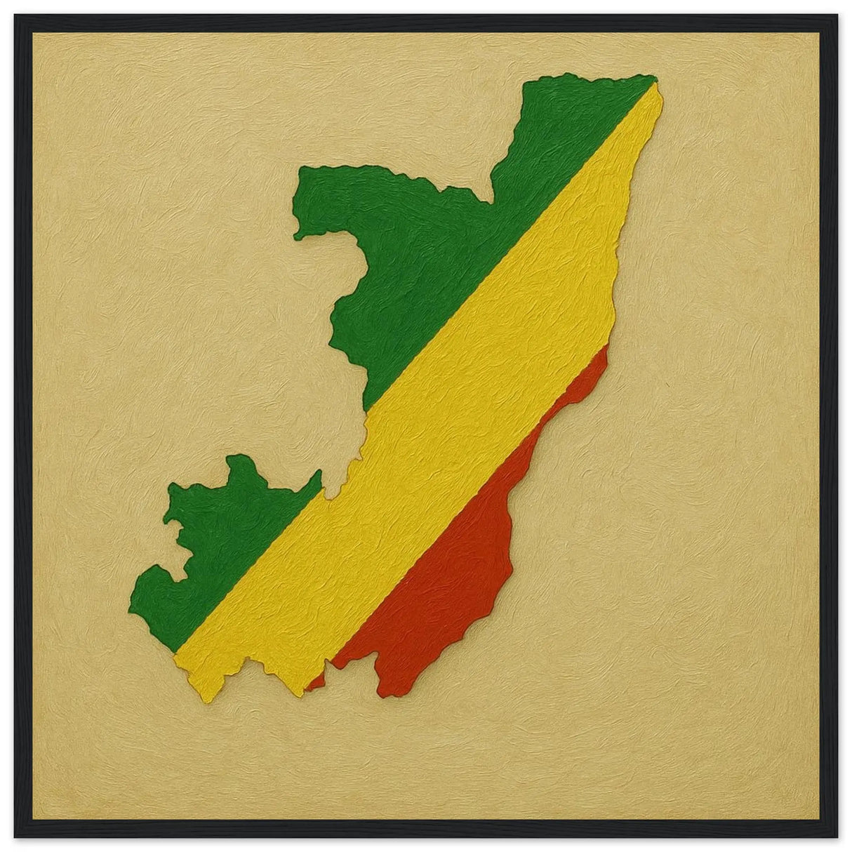 Cadre drapeau congo en bois finition décorative élégante