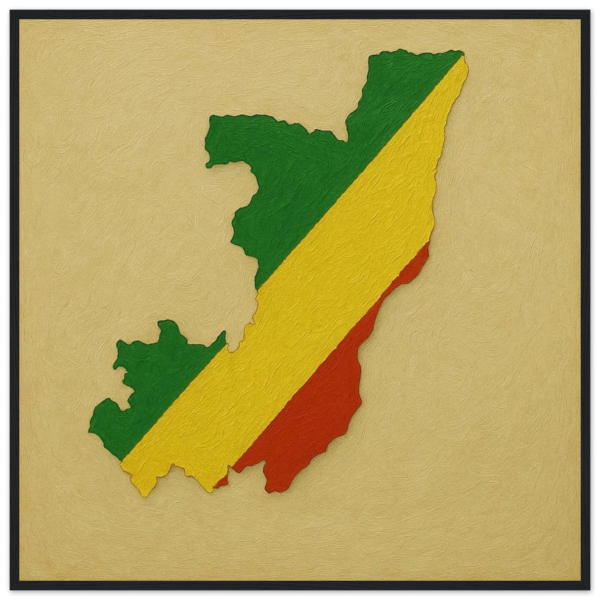 Cadre drapeau congo en bois finition décorative élégante