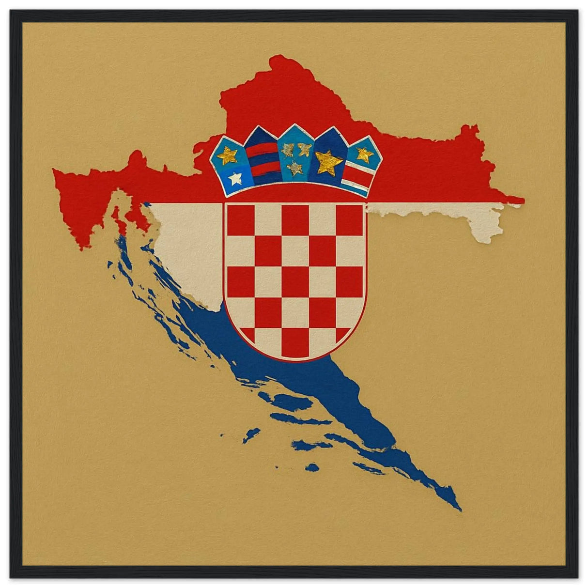 Cadre drapeau croatie en bois affiche encadrée décorative