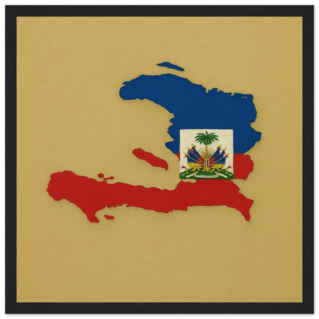 Cadre drapeau d’haïti en bois finition décorative élégante