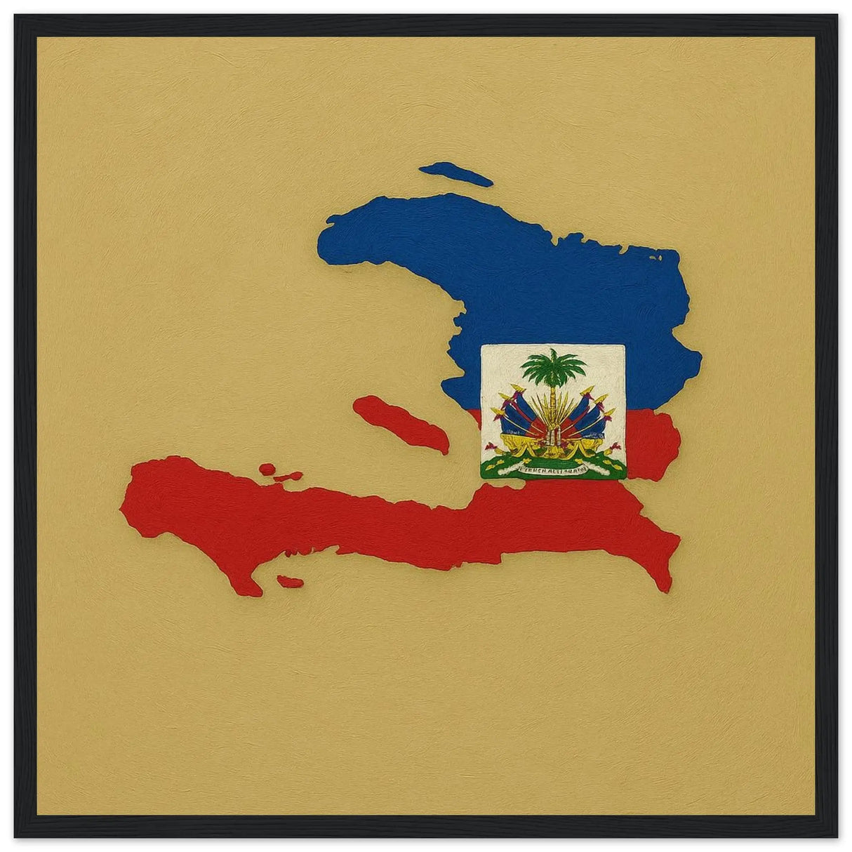 Cadre drapeau d’haïti en bois finition décorative élégante