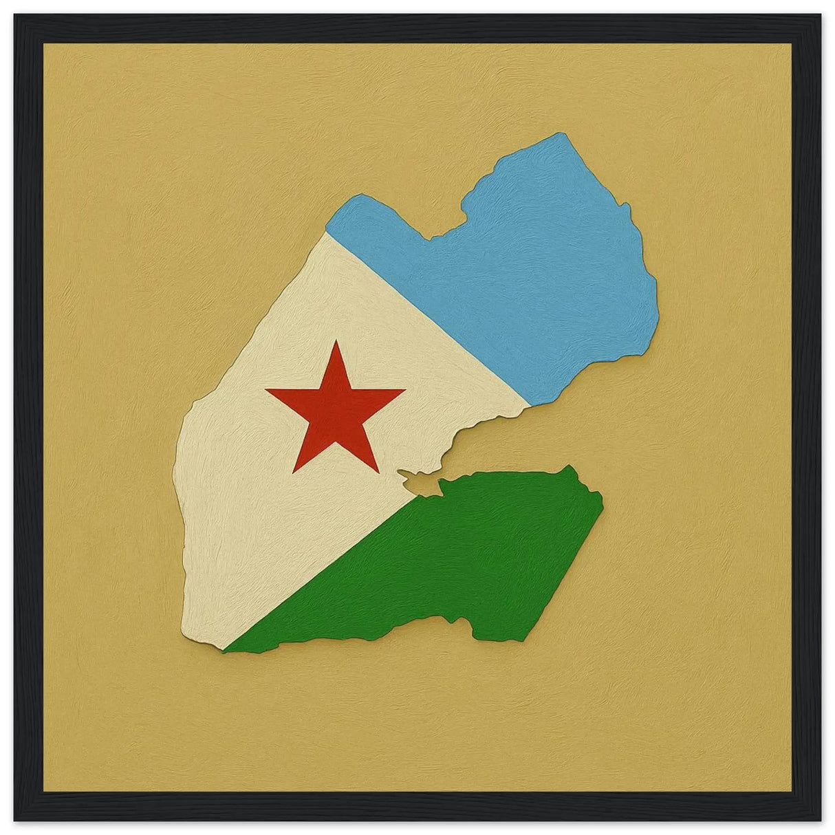 Cadre drapeau djibouti affiche encadrée bois décoratif