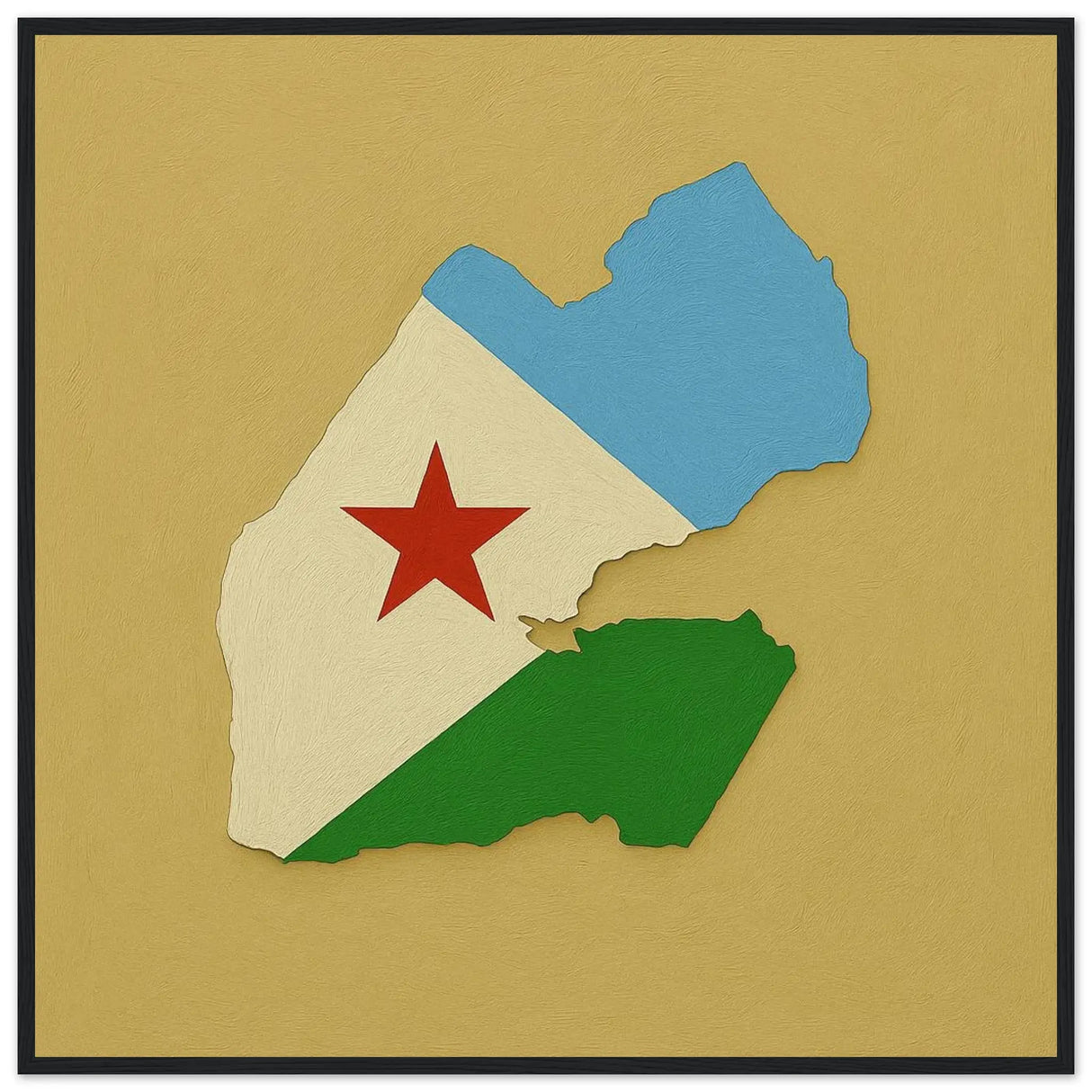 Cadre drapeau djibouti affiche encadrée bois décoratif