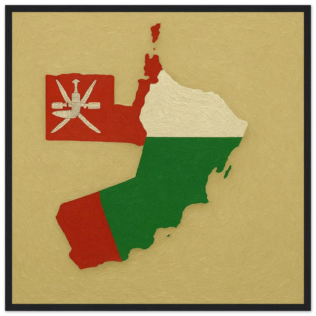 Cadre drapeau d’oman bois finition élégante décorative